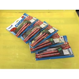 SAVE 20% - 5 BAG QTY - CHOMP FLASHER RIGS -  40LB NYLON WITH TWO MUTSU HOOKS SIZE 0.4/0 + 5/0 HOOK- PINK TINSEL